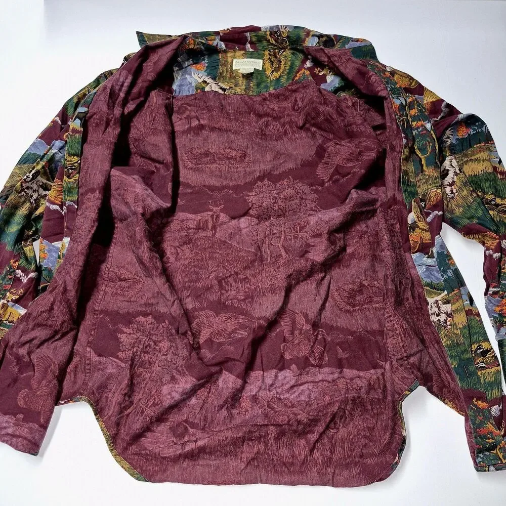 ​Vtg 1989 Banana Republic Safari All Over Print Hunting Shirt M Wildlife AOP EUC